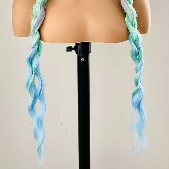 30” Unicorn Color Premium Fiber Wig with Bangs for Events or Daily Wear - Picture 7 of 13